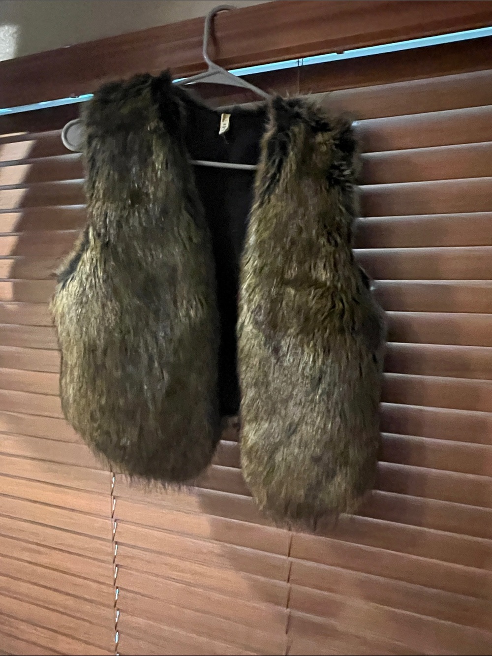 Faux Fur Vest in Olive Brown
